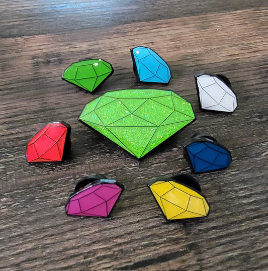 Master & Chaos Emeralds SET of 8 Pins [Unofficial Fan Merch]