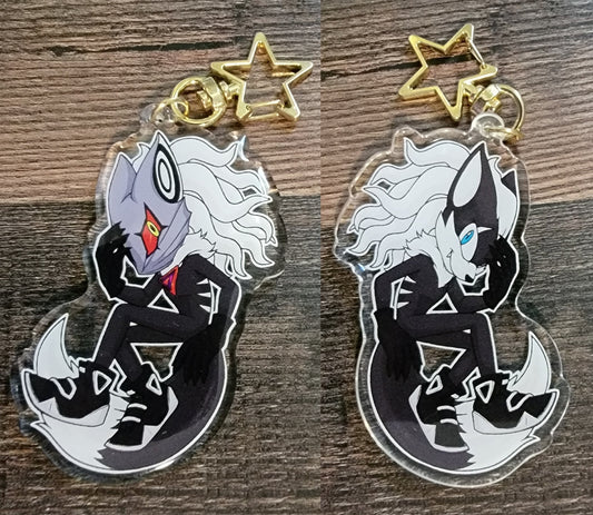 Two-Sided Masked/Maskless Jackal Keychain