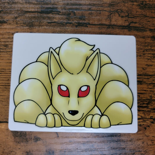 4" Nine Tailed Fox Peeker Vinyl Decal