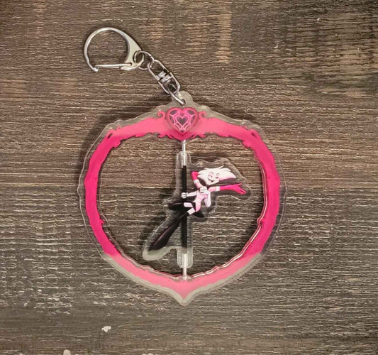 Pink Spider Spinning Pole Keychain