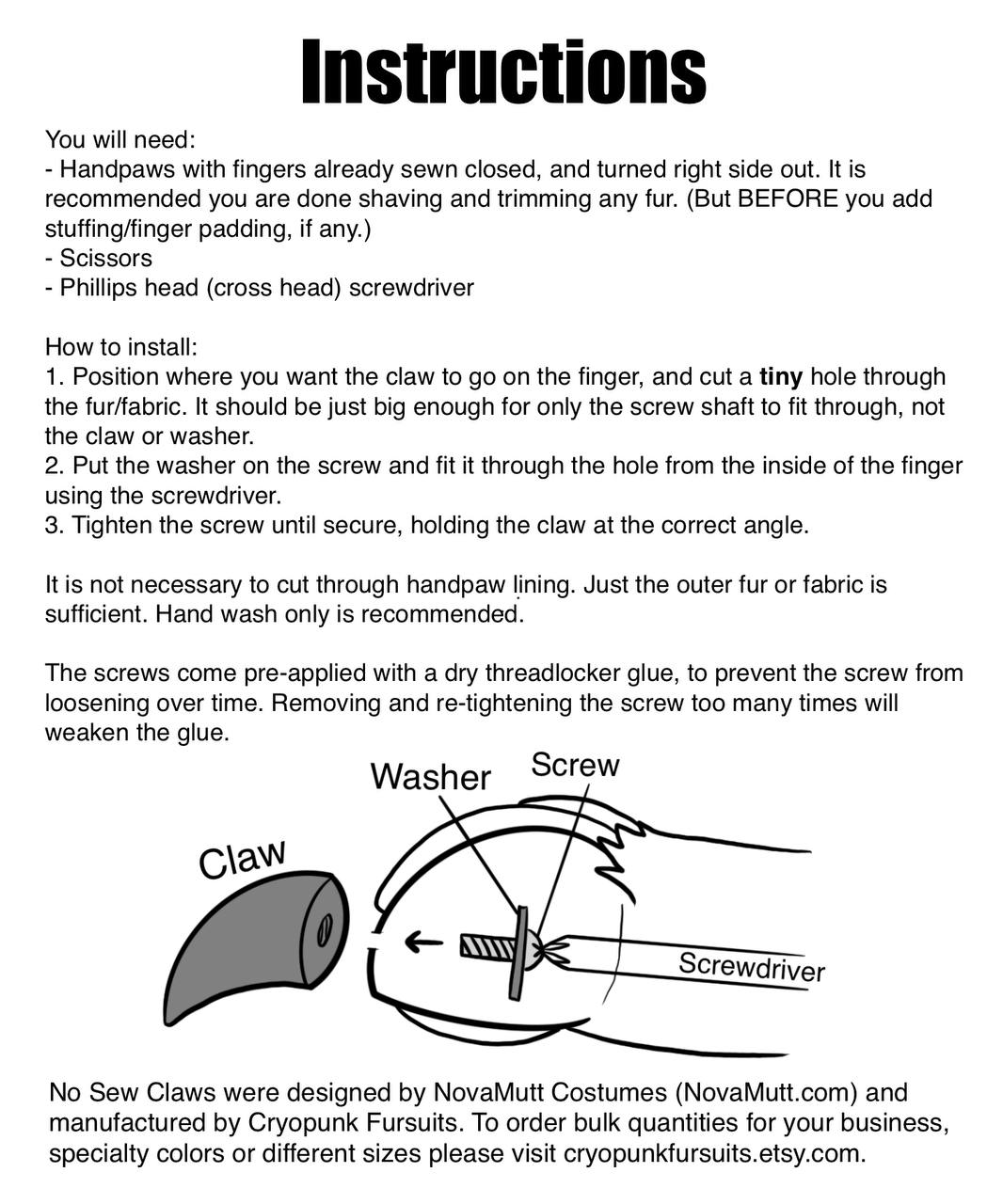 No-Sew Claws Bulk